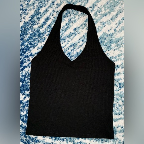 American Eagle Outfitters Tops - American Eagle Outfitters Black Ribbed V-Neck HalterTop